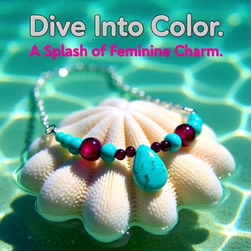 Turquoise Howlite & Cranberry Agate - Bar Necklace - Perfect 4 Spring + Summer